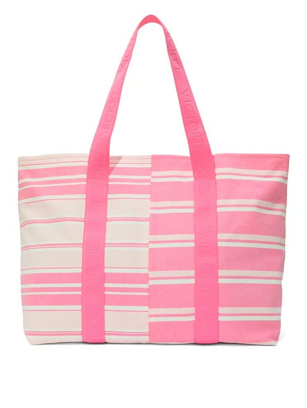 Victoria's Secret Pink & Cream Striped Canvas Tote